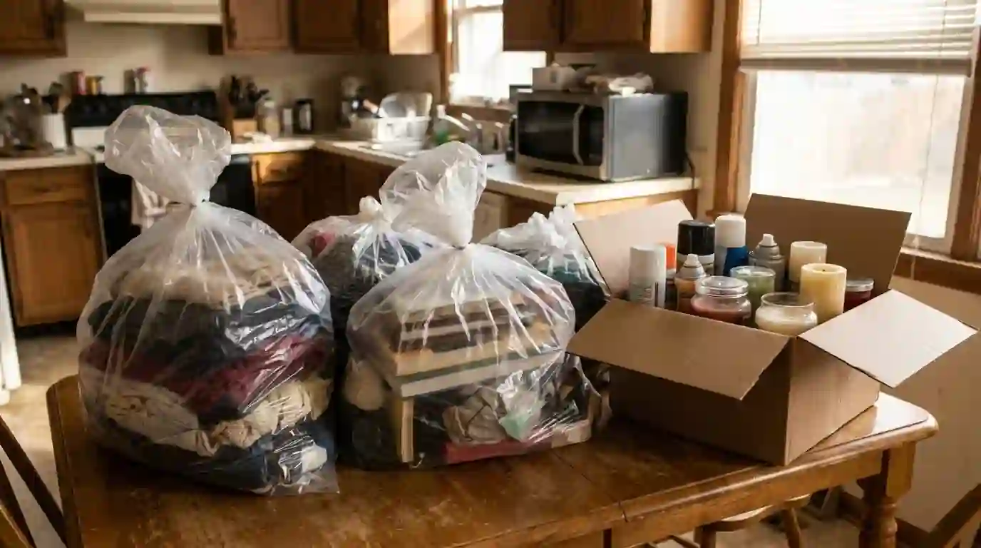 Heat-sensitive items set aside before a heat treatment