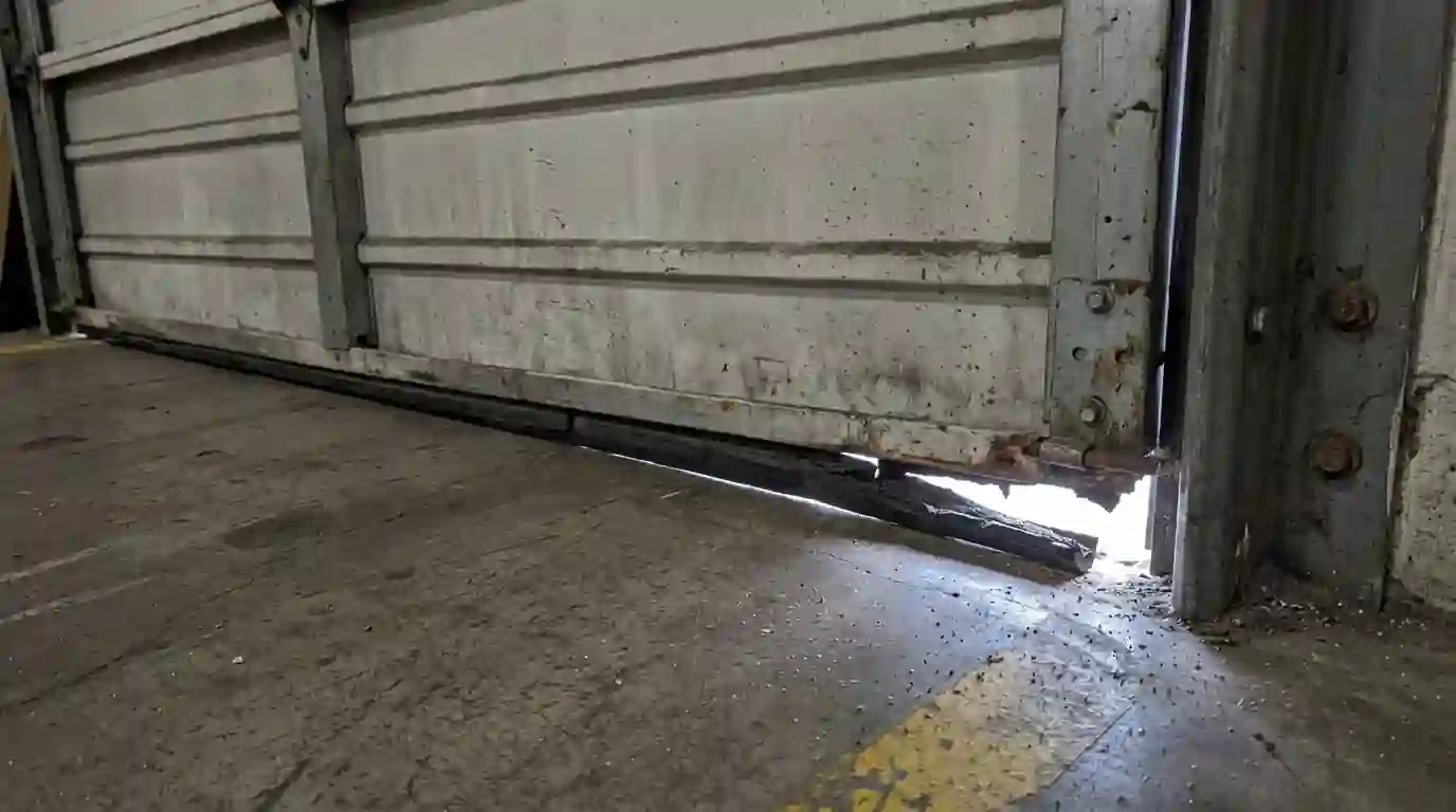 Loading dock door with a worn seal