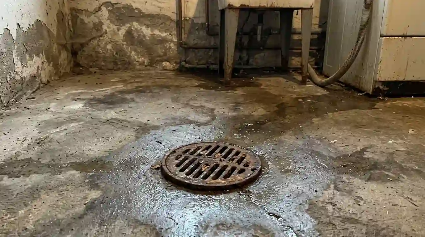 Basement floor drain in an older Salt Lake City home