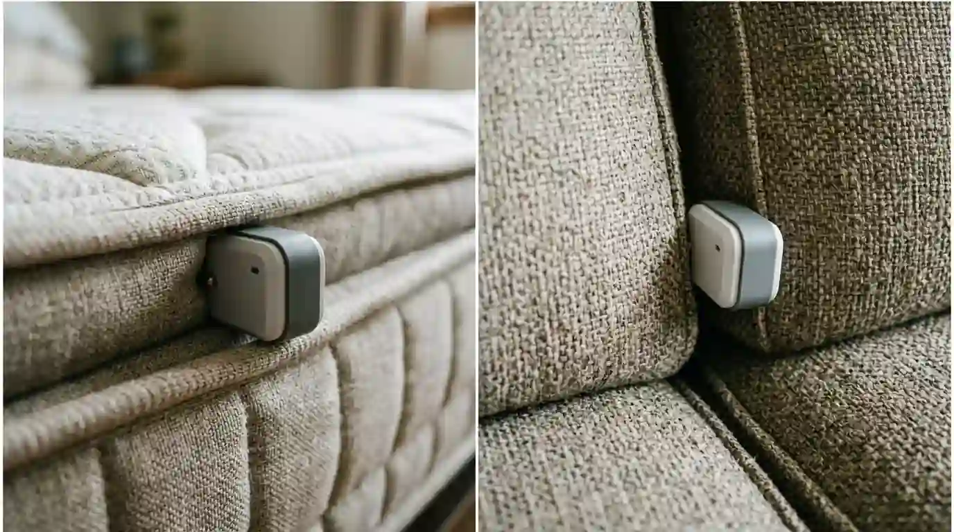 Temperature probe in a couch cushion during heat treatment