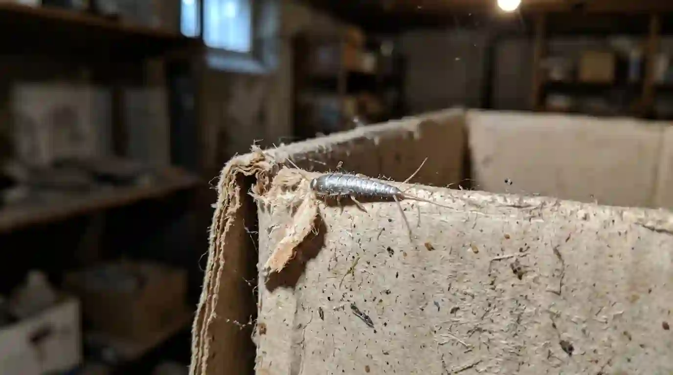 Silverfish on an old cardboard box